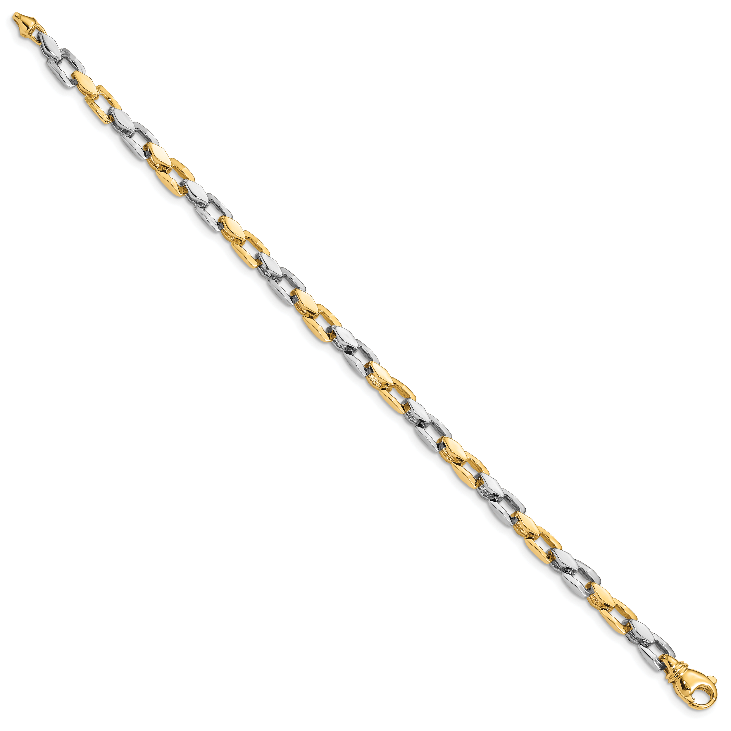 14K Two-tone 7 inch 4.5mm Hand Polished Fancy Link with Fancy Lobster Clasp Bracelet Secondary image
