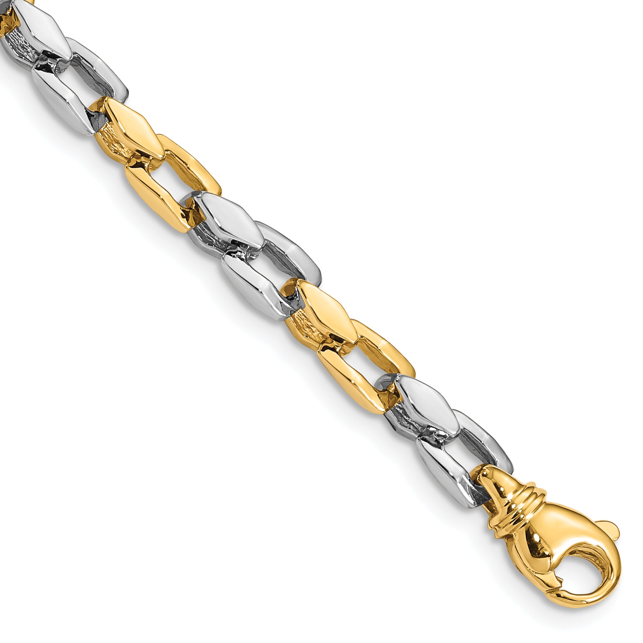 14K Two-tone 8 inch 4.5mm Hand Polished Fancy Link with Fancy Lobster Clasp Bracelet Main image