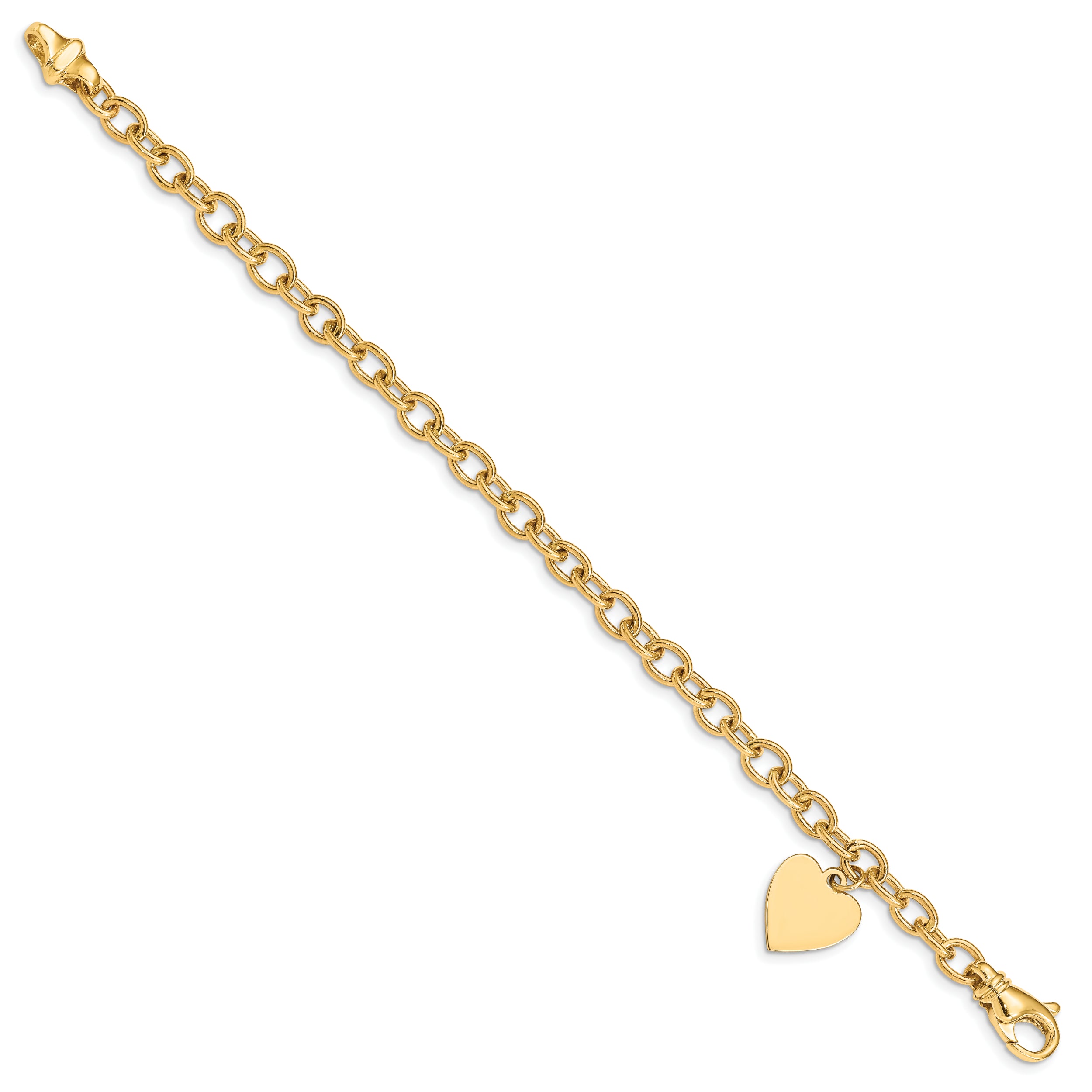 14k Link w/ Heart Charm Bracelet