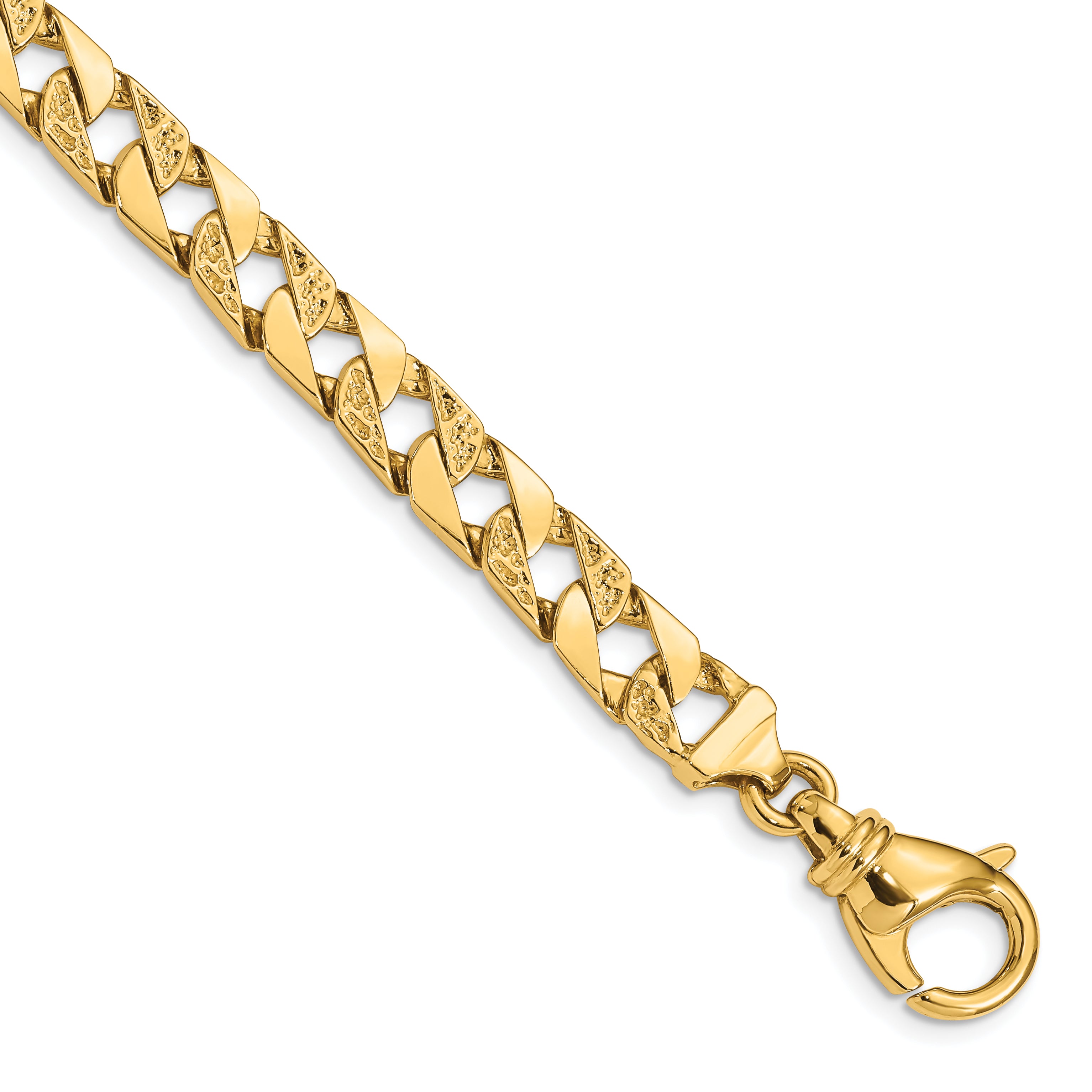 14K 7 inch 7.5mm Hand Polished Fancy Link with Fancy Lobster Clasp Bracelet Main image