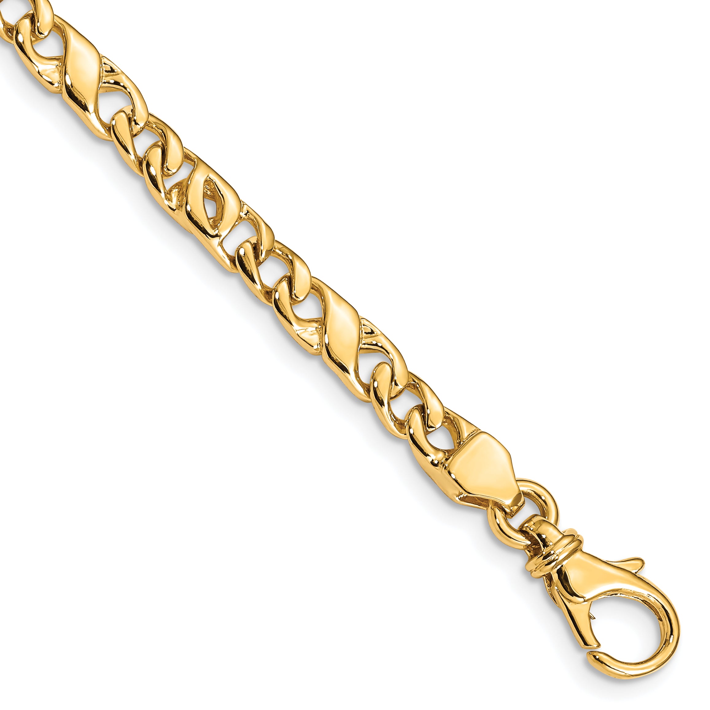 14K 8 inch 4.8mm Hand Polished Fancy Link with Fancy Lobster Clasp Bracelet