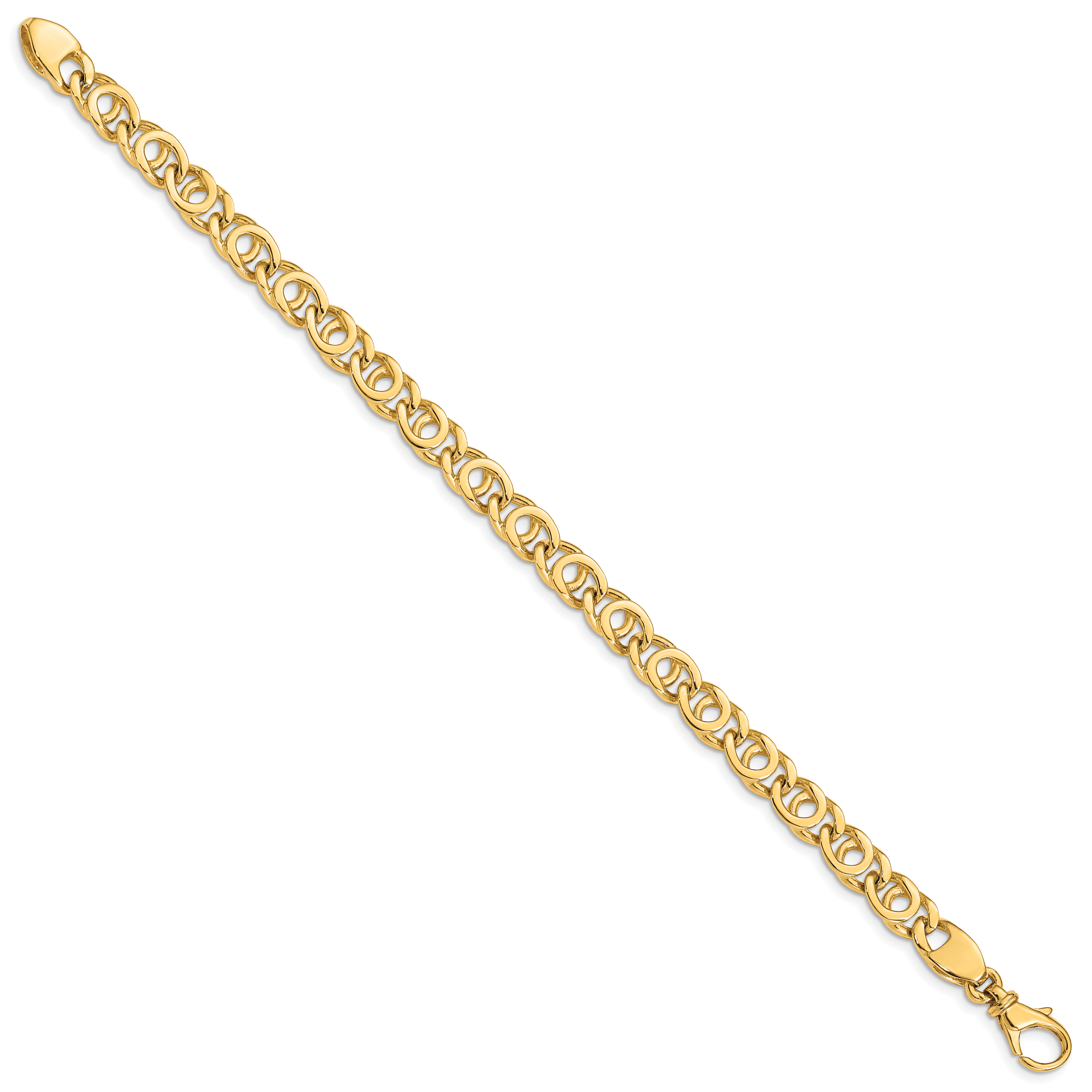 14K 7 inch 7mm Hand Polished Fancy Link with Fancy Lobster Clasp Bracelet Secondary image