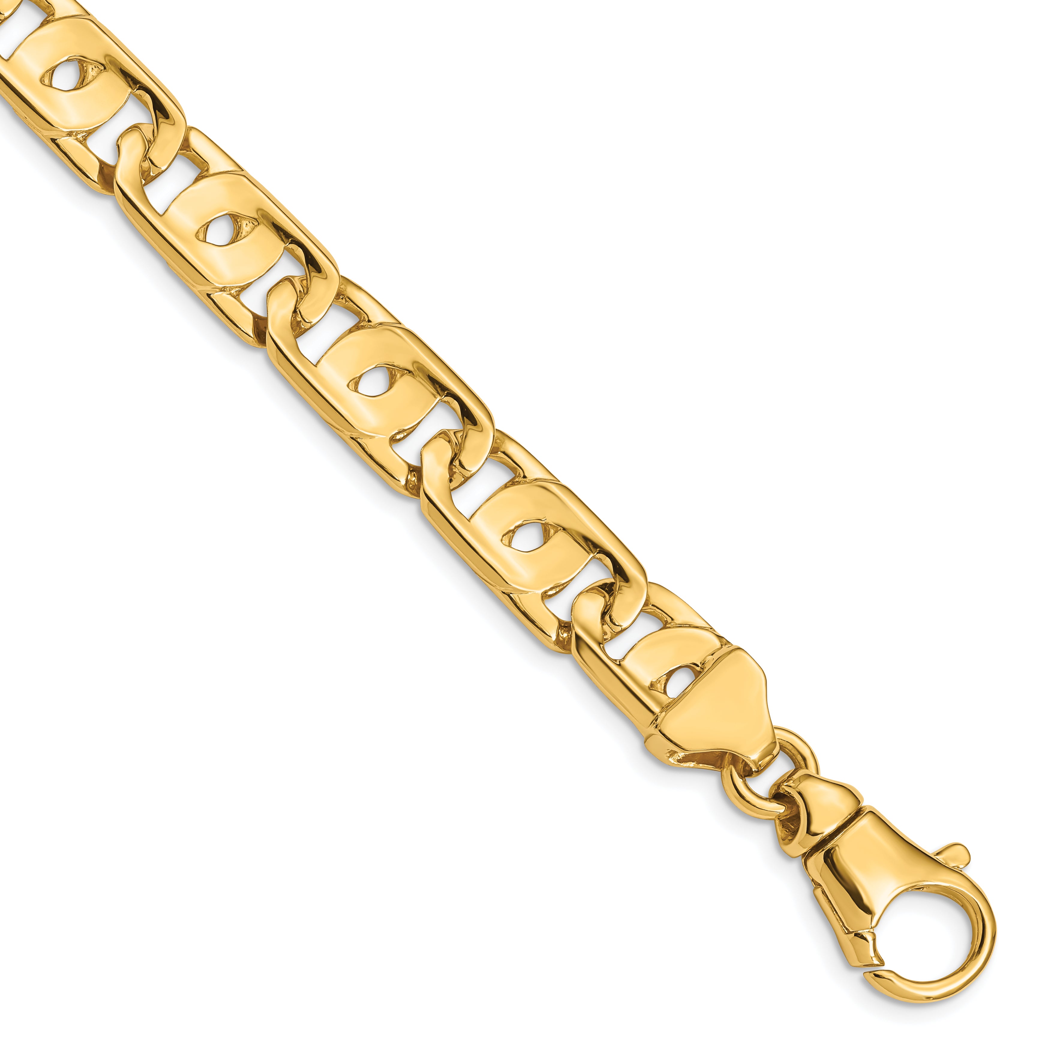 14K 24 inch 10mm Hand Polished Fancy Link with Fancy Lobster Clasp Chain Main image