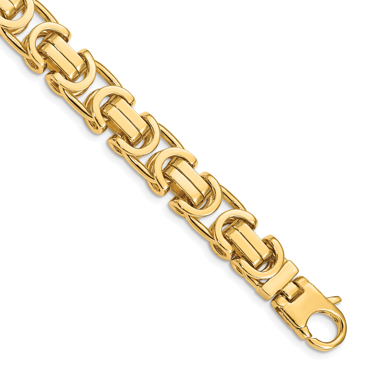 14K 24 inch 10.1mm Hand Polished Byzantine Link with Lobster Clasp Chain