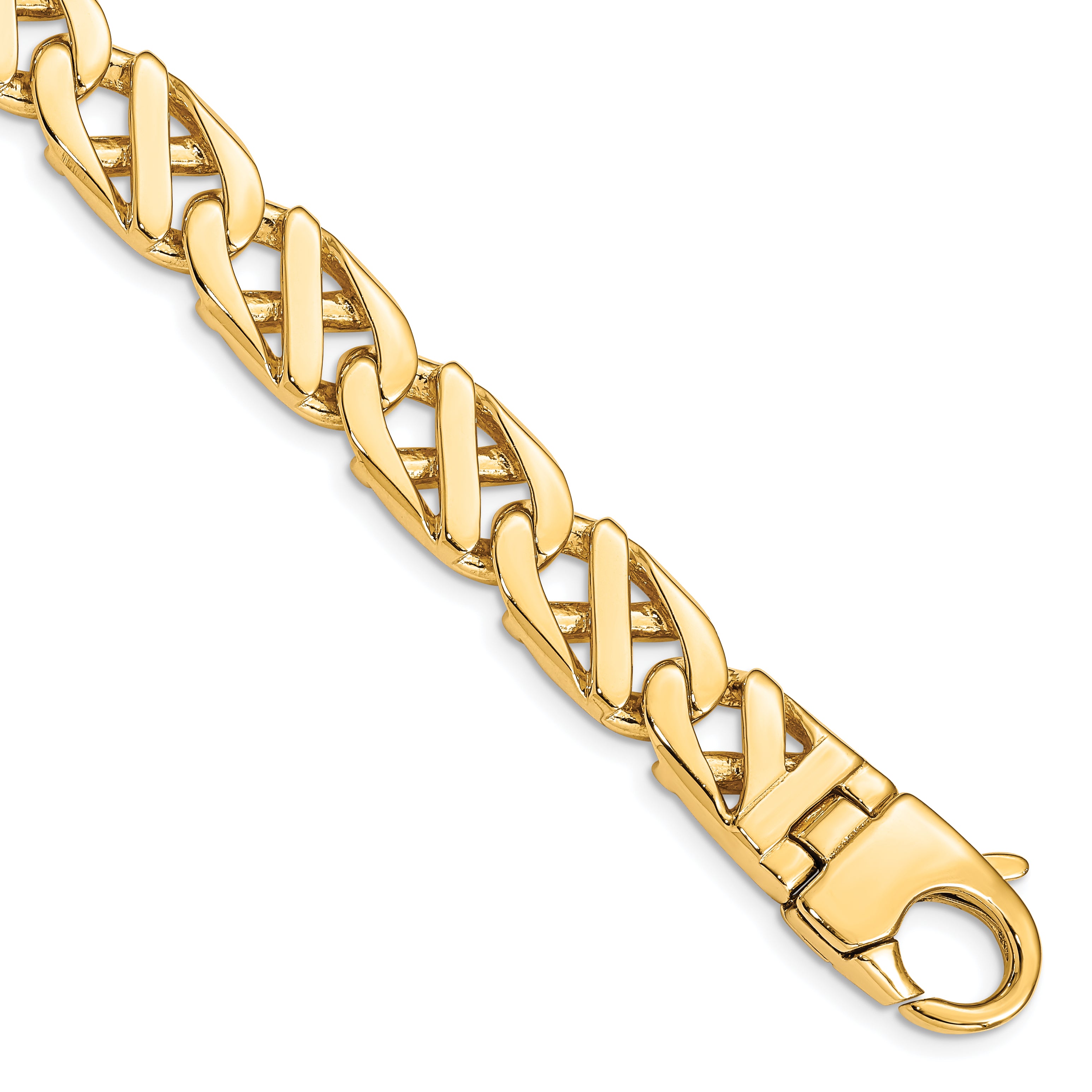 14K 24 inch 10.2mm Hand Polished Fancy Link with Fancy Lobster Clasp Chain