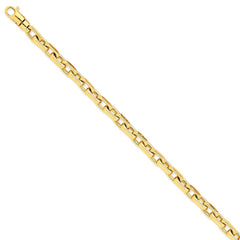 14K Yellow Gold Hand-Polished Fancy Link Necklace 7mm 20 Luxurious Solid Design - 20