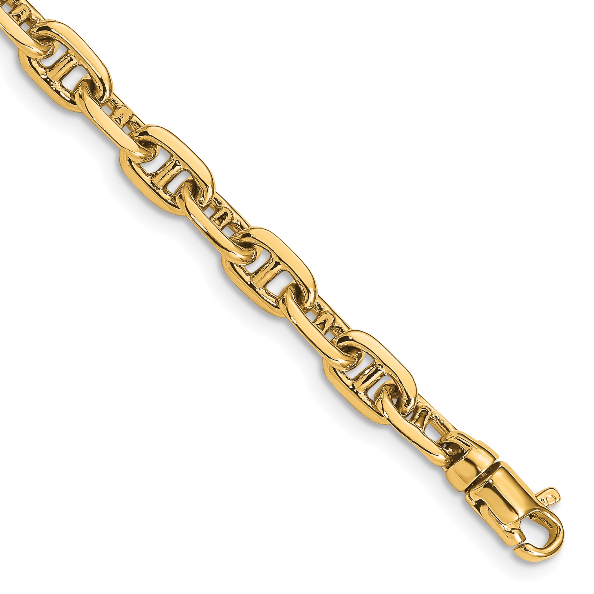 14K 7.5 inch 5.1mm Hand Polished Fancy Link with Lobster Clasp Bracelet Main image