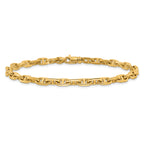 14K 8.5 inch 5.1mm Hand Polished Fancy Link with Lobster Clasp Bracelet