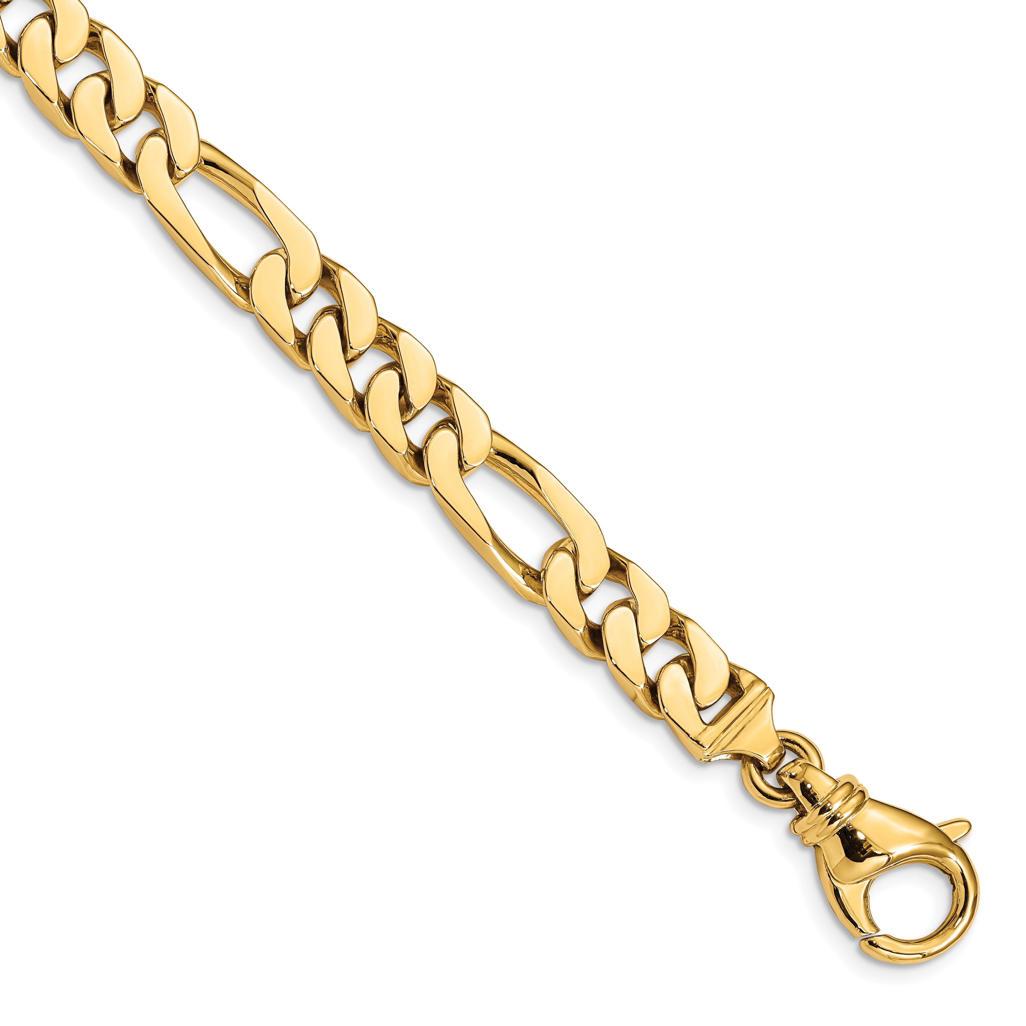 14K 8 inch 7.7mm Hand Polished Fancy Link with Fancy Lobster Clasp Bracelet Main image