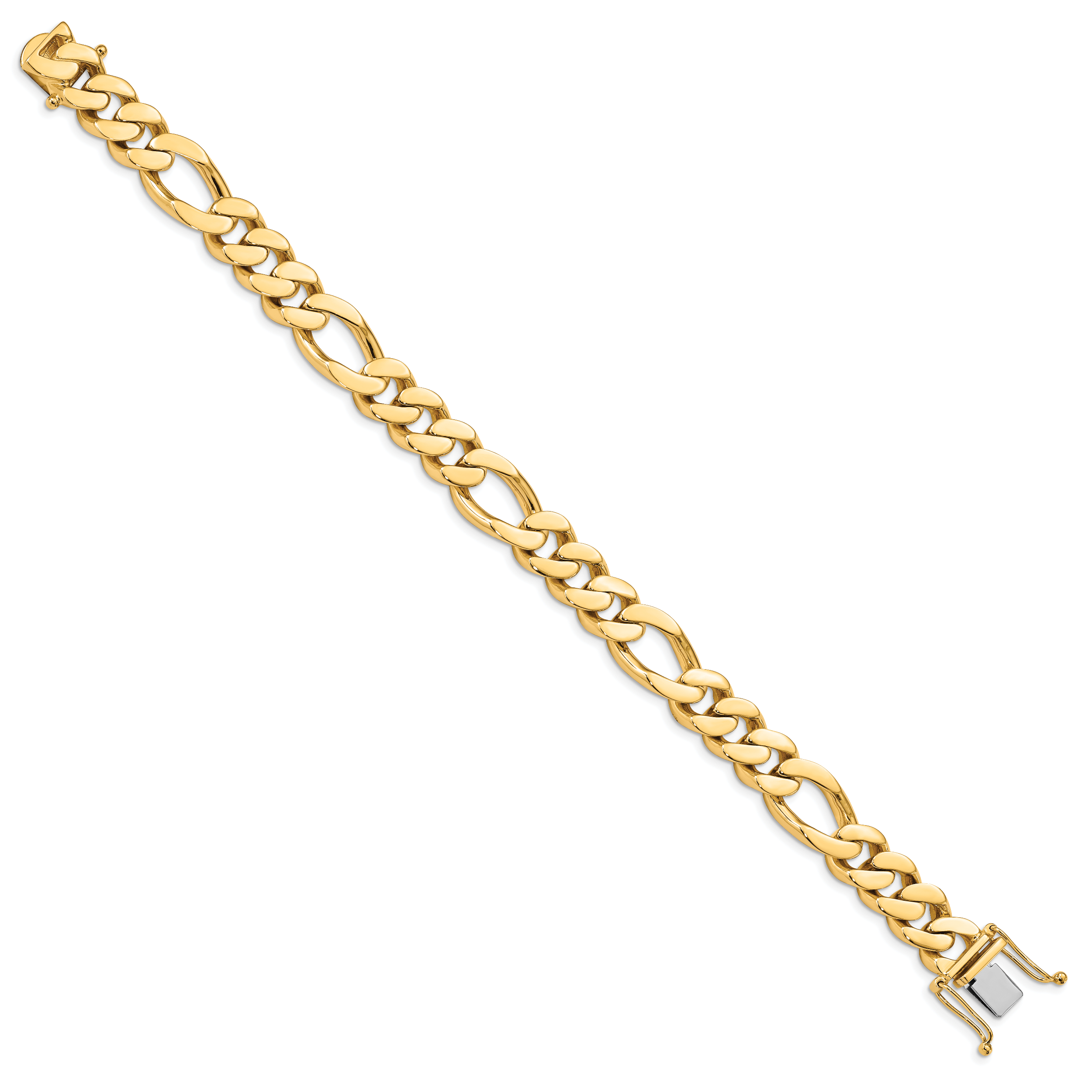 14K 8.5 inch 11.8mm  Hand Polished Figaro Link with Box Catch Bracelet Secondary image