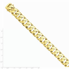 14K Yellow Gold 15.4mm Hand-polished Rounded Curb Link Chain