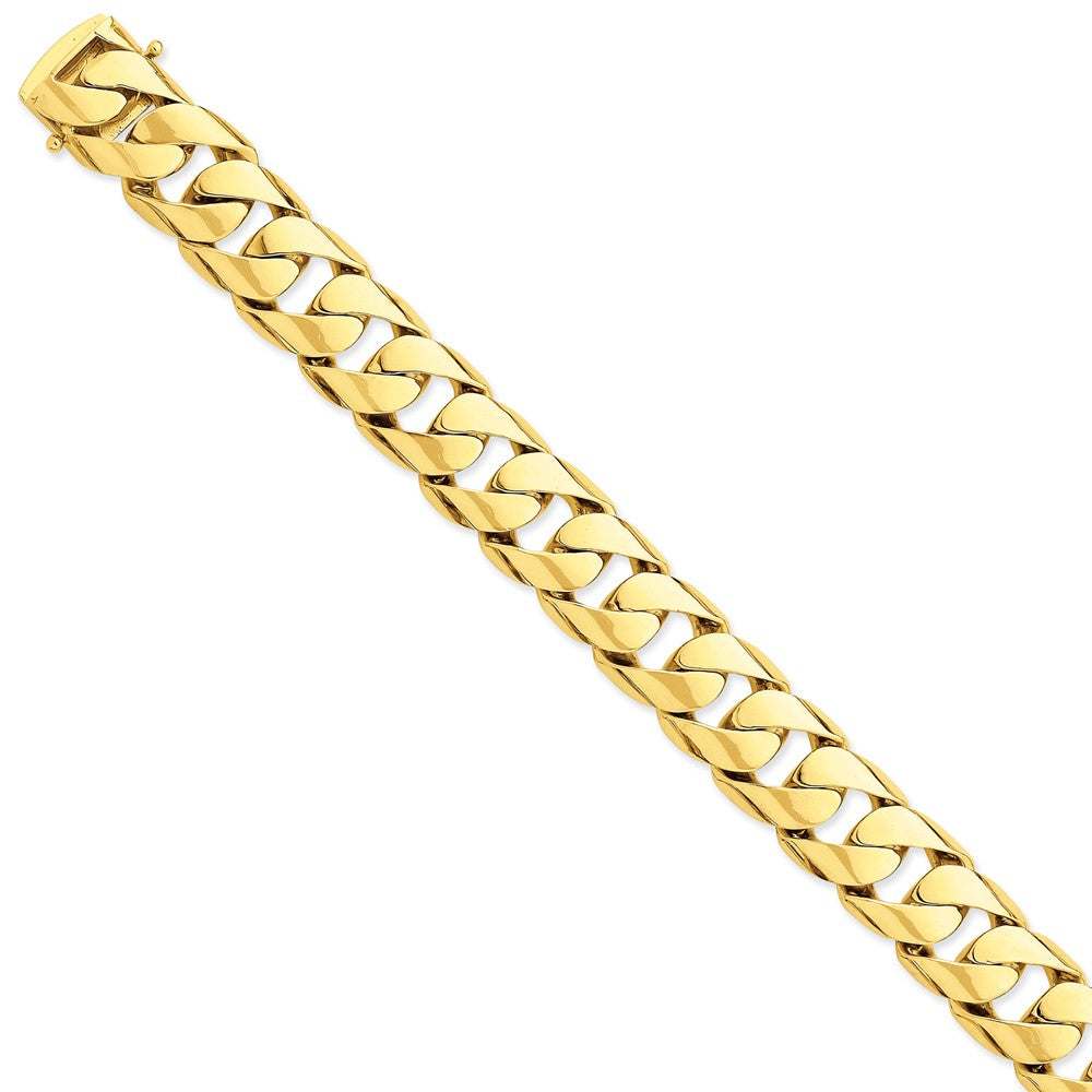 14K Yellow Gold 15.4mm Hand-polished Rounded Curb Link Chain