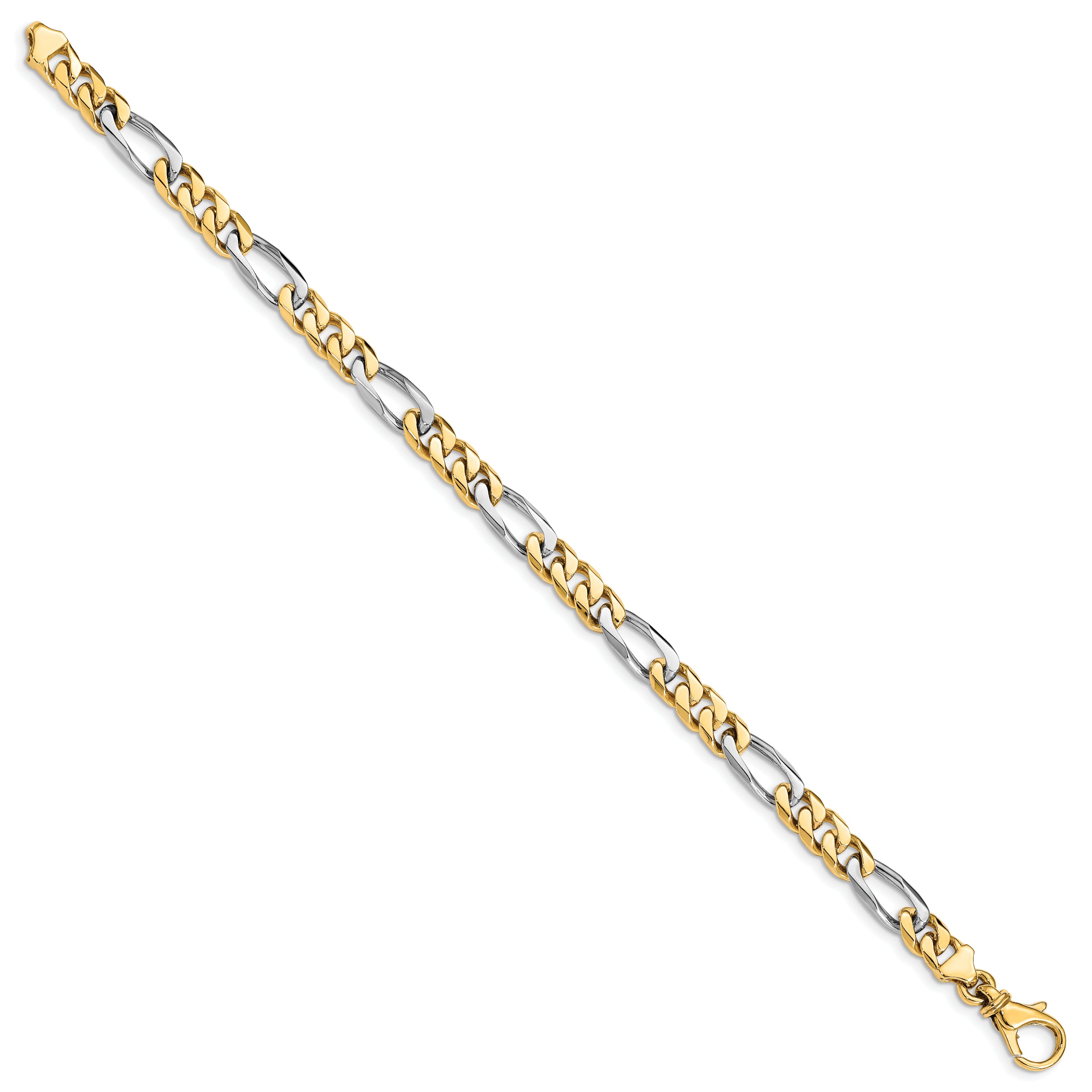 14K Two-tone 8 inch 6.1mm Hand Polished Fancy Link with Fancy Lobster Clasp Bracelet