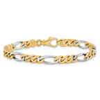 14K Two-tone 8 inch 6.1mm Hand Polished Fancy Link with Fancy Lobster Clasp Bracelet