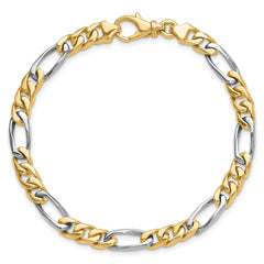 14K Two-tone 8 inch 6.1mm Hand Polished Fancy Link with Fancy Lobster Clasp Bracelet