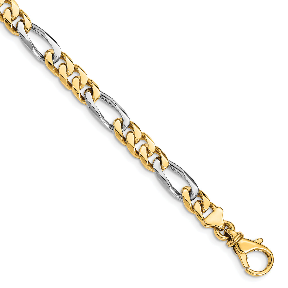 14K Two-tone 24 inch 6.1mm Hand Polished Fancy Link with Fancy Lobster Clasp Chain