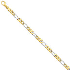 14K Gold Two-Tone Fancy Link Necklace, Solid 18 Elegance