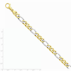 14K Two-tone 8.5mm Hand-polished Fancy Link Chain
