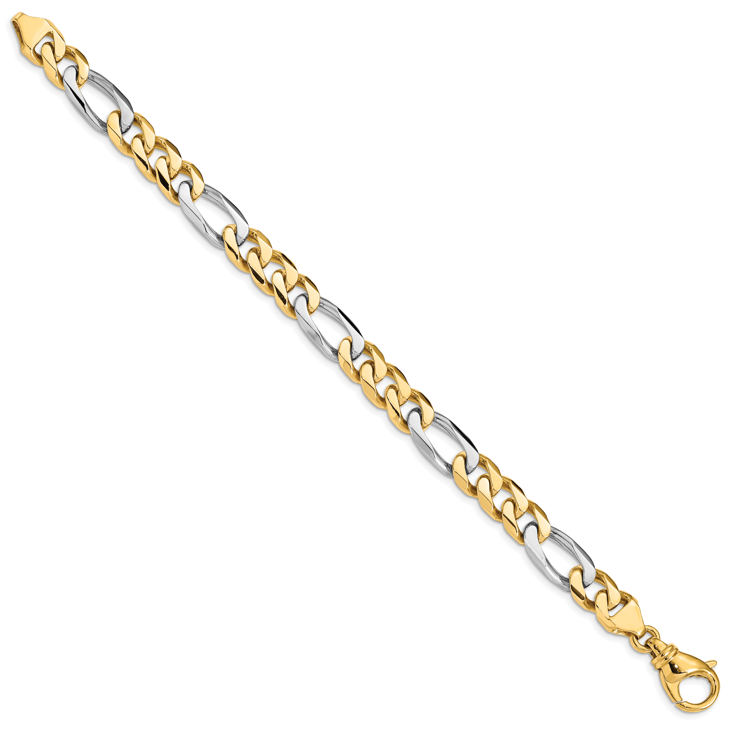 14K Two-tone 8 inch 8.5mm Hand Polished Fancy Link with Fancy Lobster Clasp Bracelet Secondary image
