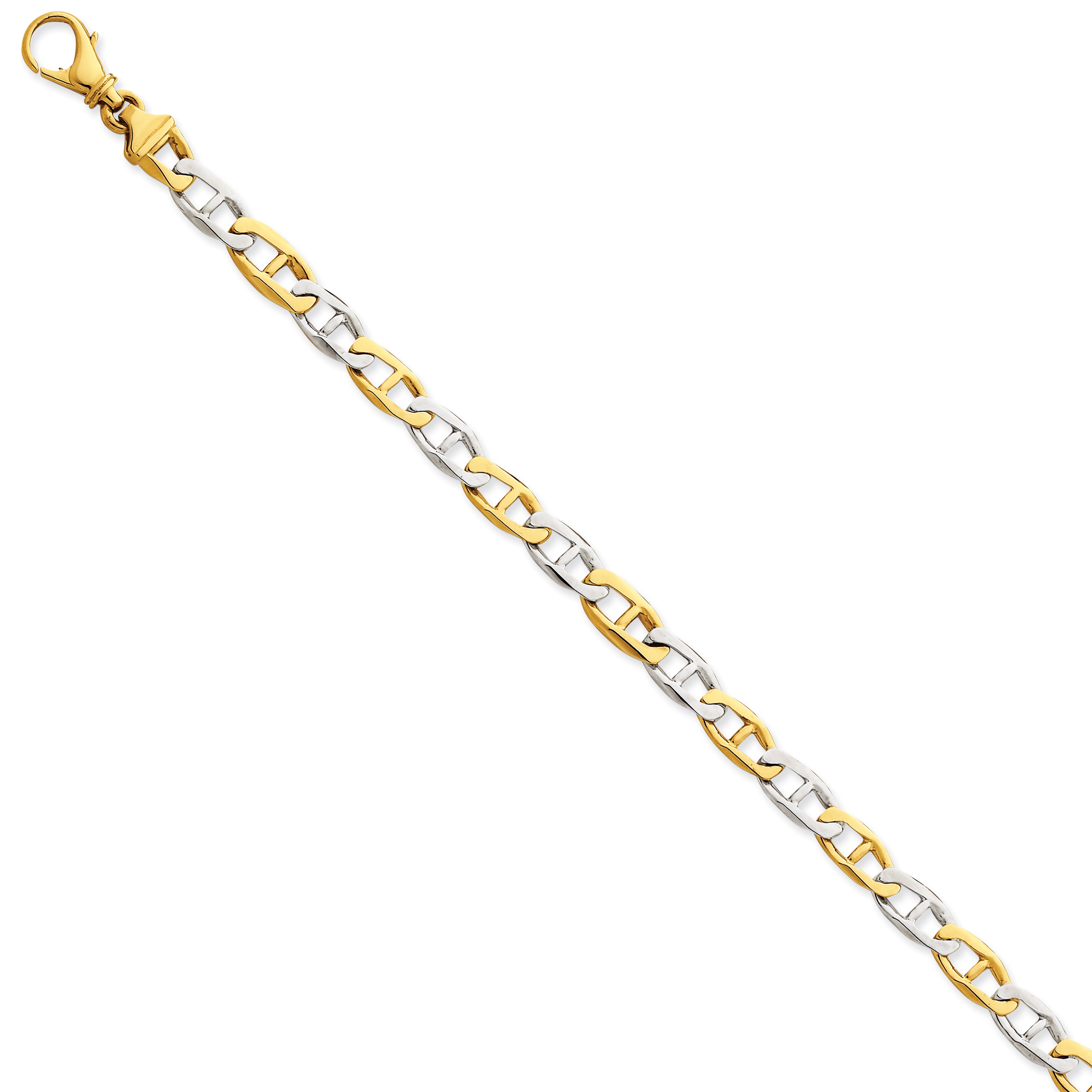 14K Two-tone 6.5mm Hand-polished Fancy Link Bracelet Main image