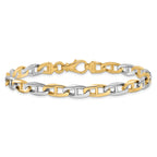 14K Two-tone 8.25 inch 6.6mm Hand Polished Fancy Flat Anchor Link with Fancy Lobster Clasp Bracelet
