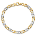 14K Two-tone 8.25 inch 6.6mm Hand Polished Fancy Flat Anchor Link with Fancy Lobster Clasp Bracelet