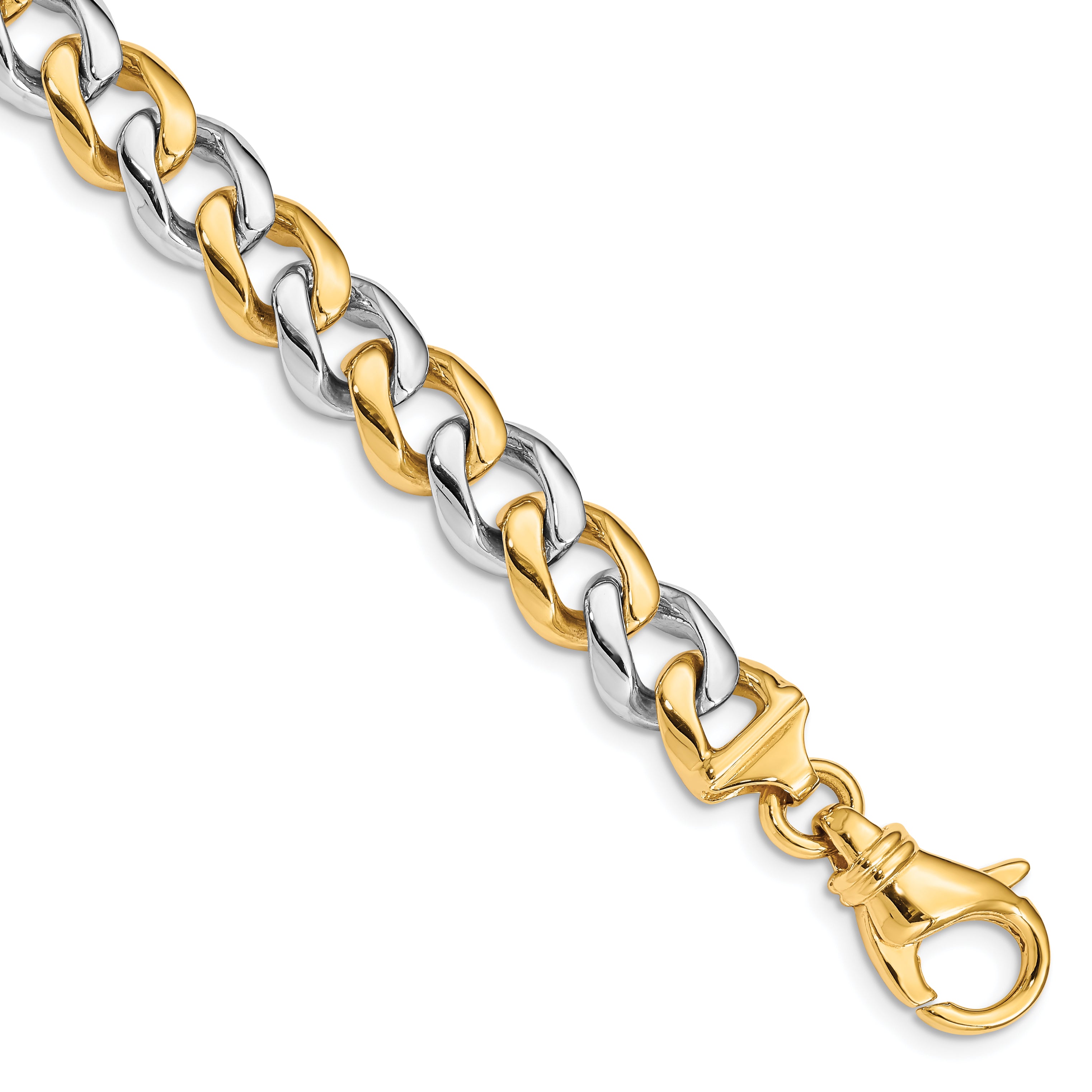14K Two-tone 24 inch 9.3mm Hand Polished Fancy Link with Fancy Lobster Clasp Chain Main image