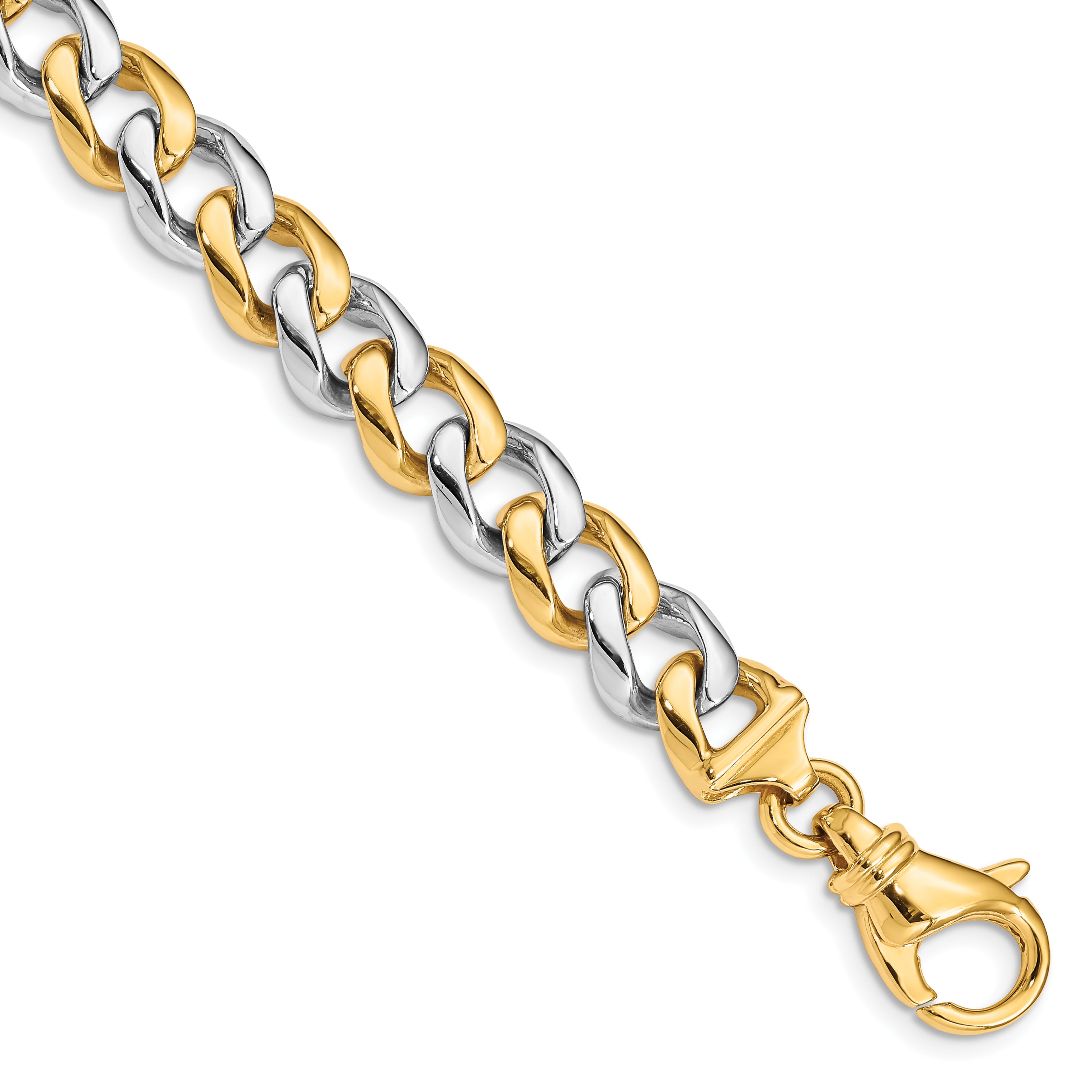 14K Two-tone 24 inch 9.3mm Hand Polished Fancy Link with Fancy Lobster Clasp Chain