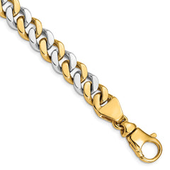 14K Two-tone 24 inch 10mm Hand Polished Fancy Link with Fancy Lobster Clasp Chain