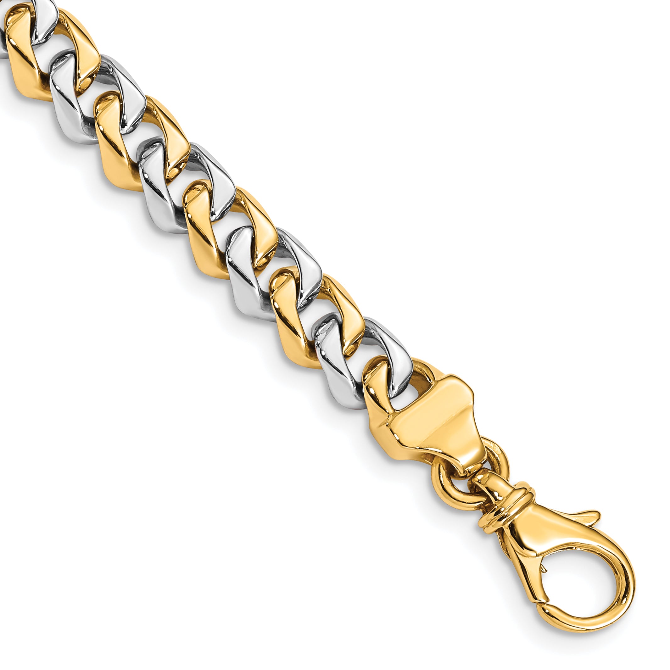 14K Two-tone 8 inch 6.85mm Hand Polished Fancy Link with Fancy Lobster Clasp Bracelet Main image