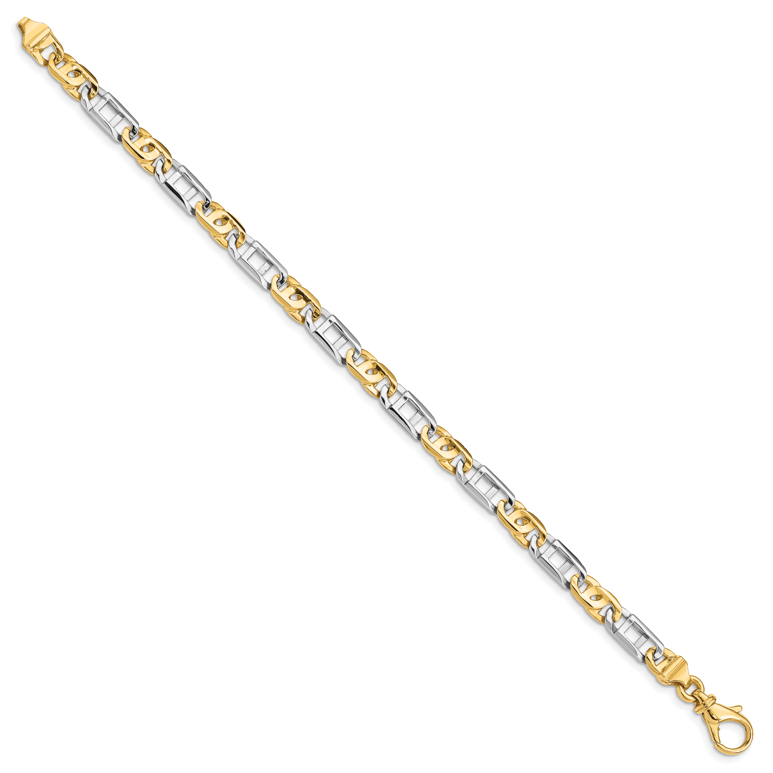 14K Two-tone 7.5 inch 5.5mm Hand Polished Fancy Link with Fancy Lobster Clasp Bracelet Secondary image