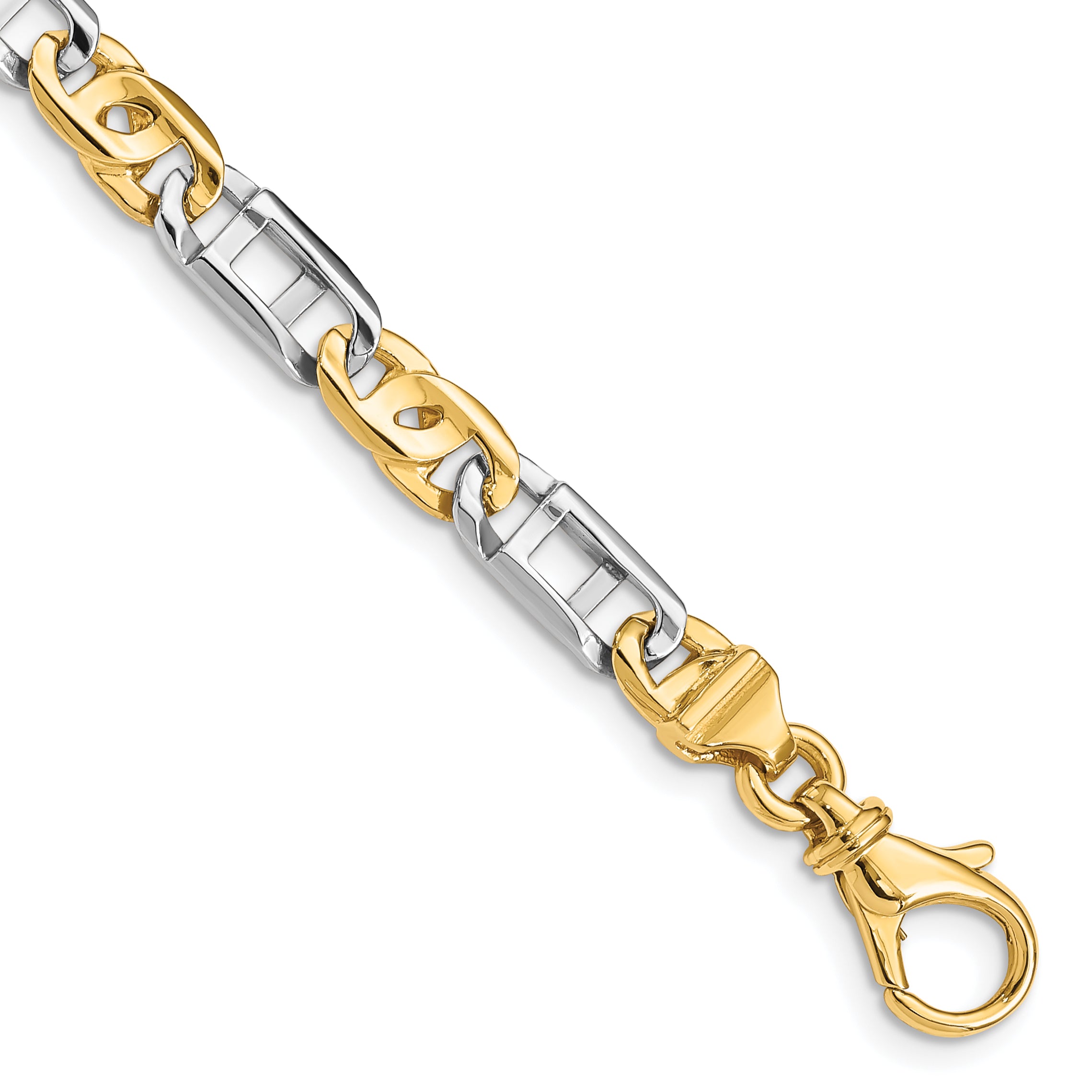 14K Two-tone 8.5 inch 5.5mm Hand Polished Fancy Link with Fancy Lobster Clasp Bracelet Main image