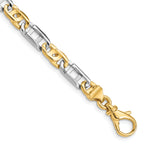 14K Two-tone 8.5 inch 5.5mm Hand Polished Fancy Link with Fancy Lobster Clasp Bracelet