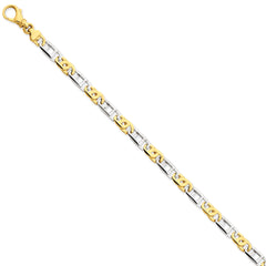 14K Two-tone 5.5mm Polished Fancy Link Bracelet