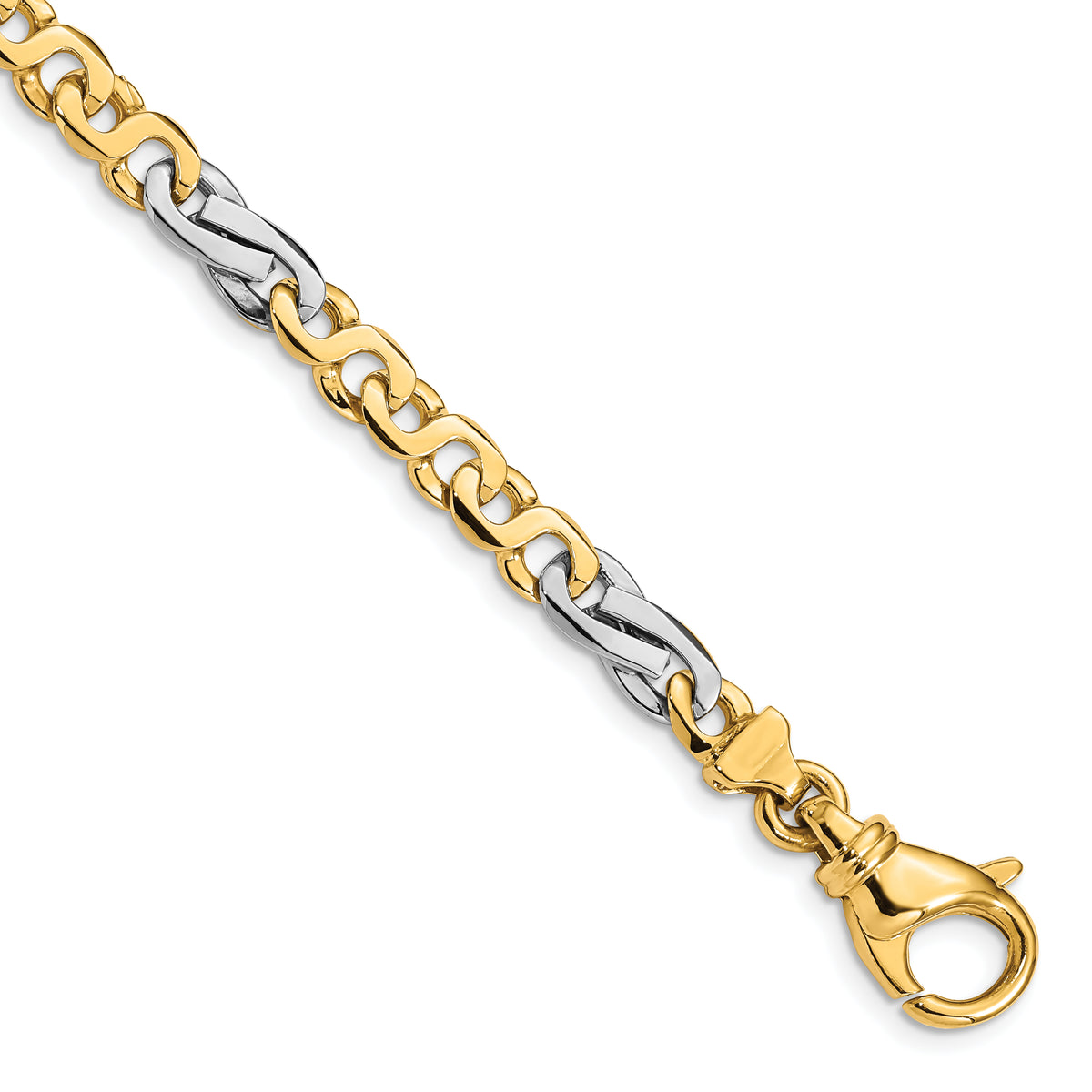 14K Two-tone 7 inch 5.8mm Hand Polished Fancy Link with Fancy  Lobster Clasp Bracelet