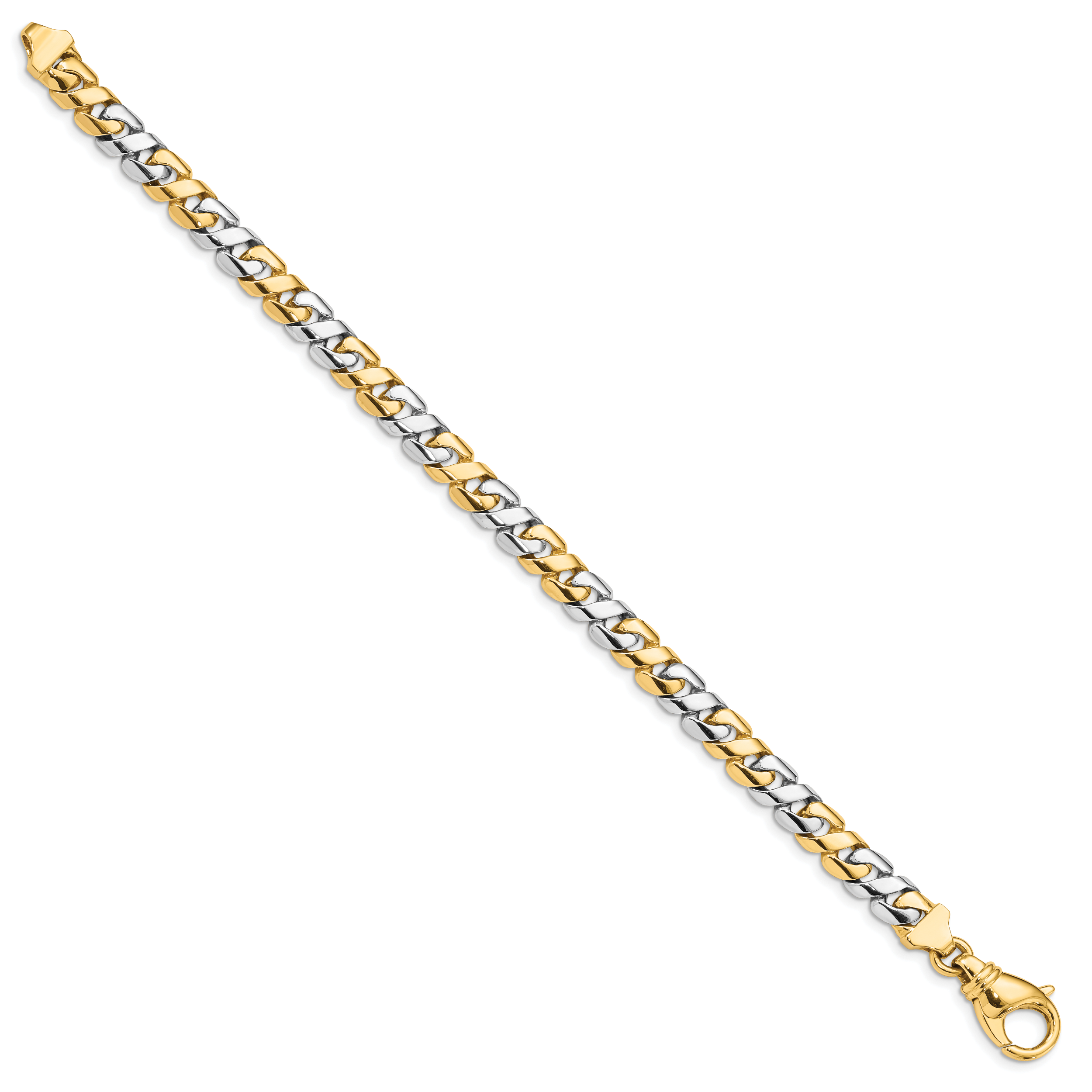 14K Two-tone 8 inch 7.1mm Hand Polished Fancy Link with Fancy Lobster Clasp Bracelet Secondary image