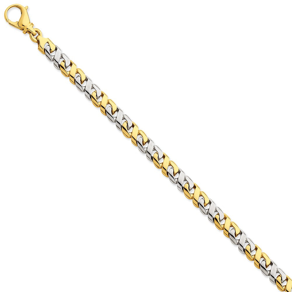 14K Two-tone 7.1mm Hand-polished Fancy Link Chain