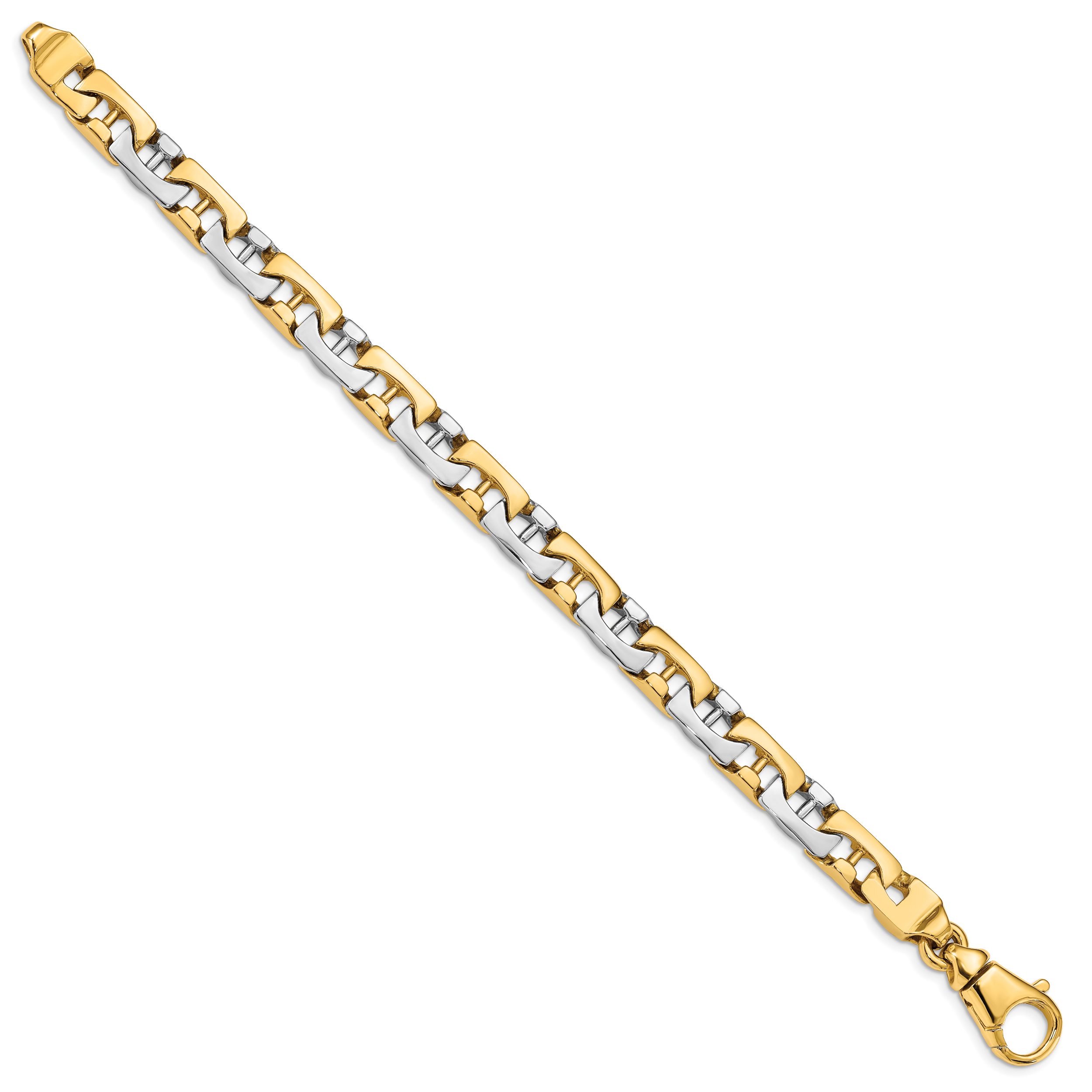 14K Two-tone 8.5 inch 8.5mm Hand Polished Fancy Link with Fancy Lobster Clasp Bracelet Secondary image