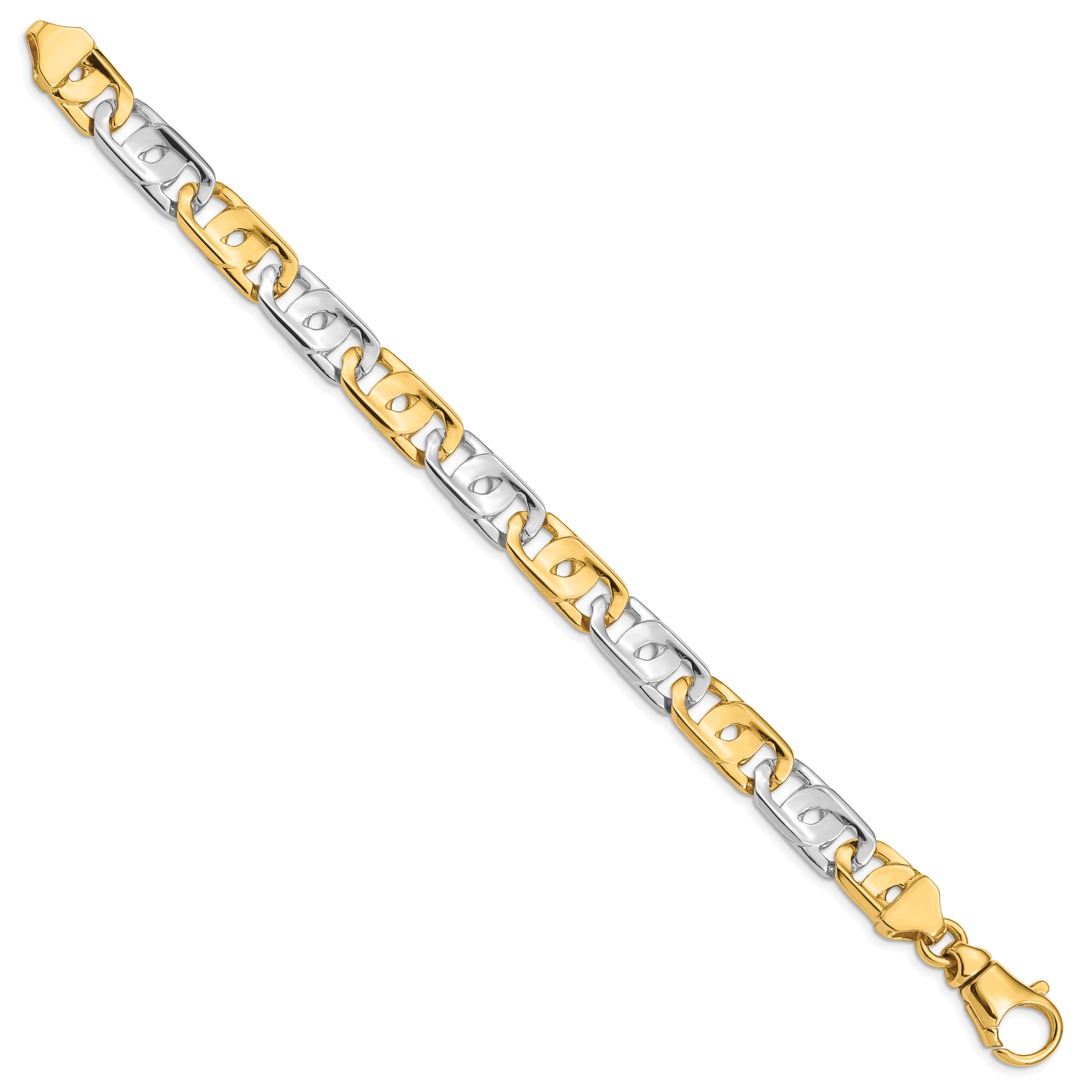 14K Two-tone 8.5 inch 10mm Hand Polished Fancy Link with Fancy Lobster Clasp Bracelet Secondary image