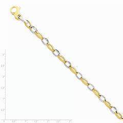 14K Two-tone 6.6mm Polished and Satin Fancy Link Chain