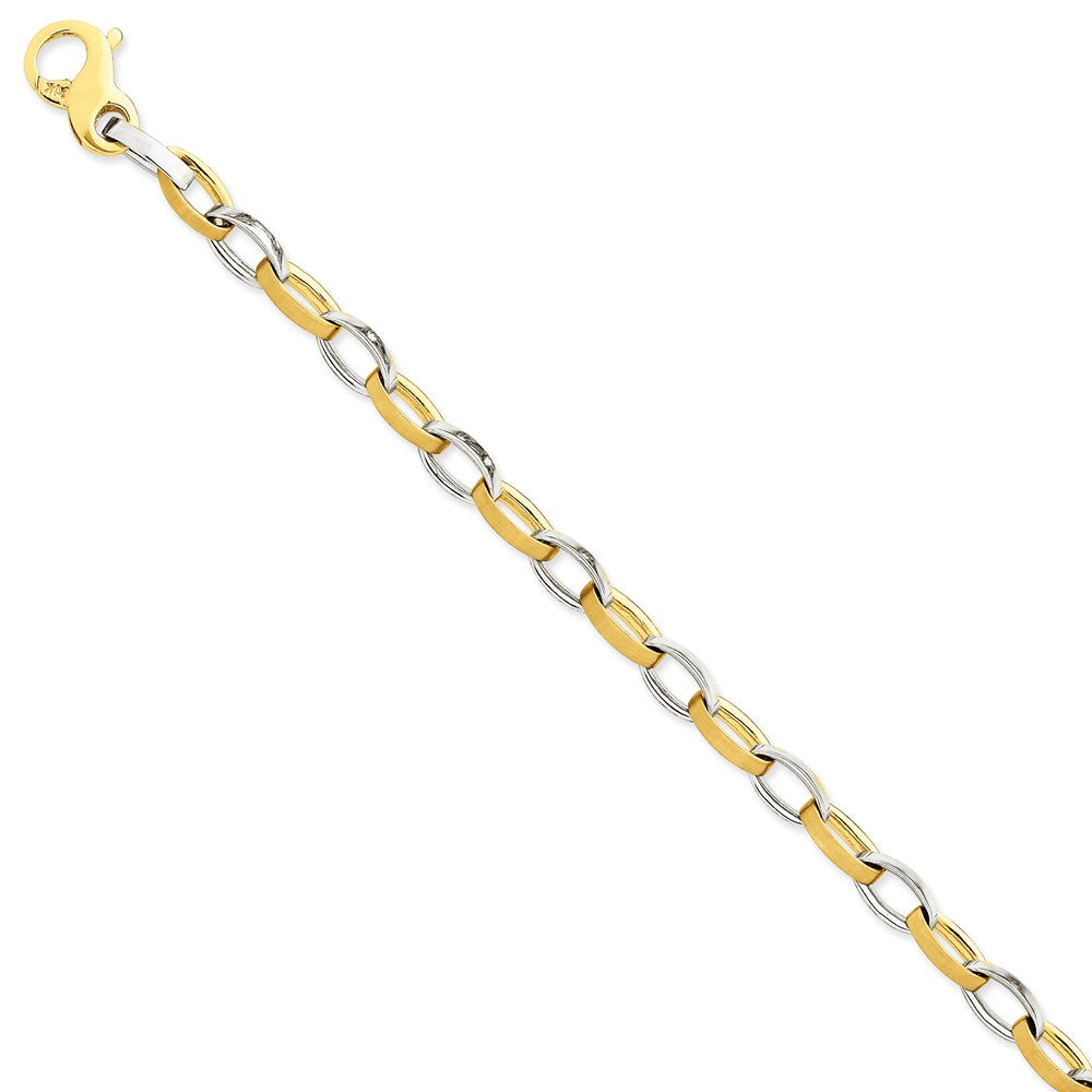 Sophia Jewelers 14K Two-Tone Gold Necklace with Polished Satin Fancy Link