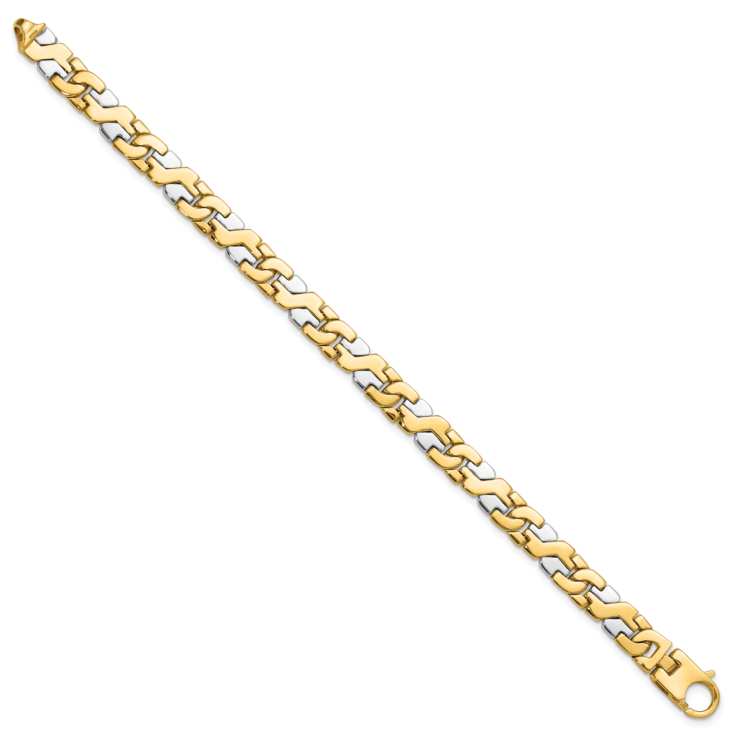 14K Two-tone 9 inch 8.8mm Hand Polished Fancy Link with Fancy Lobster Clasp Bracelet Secondary image