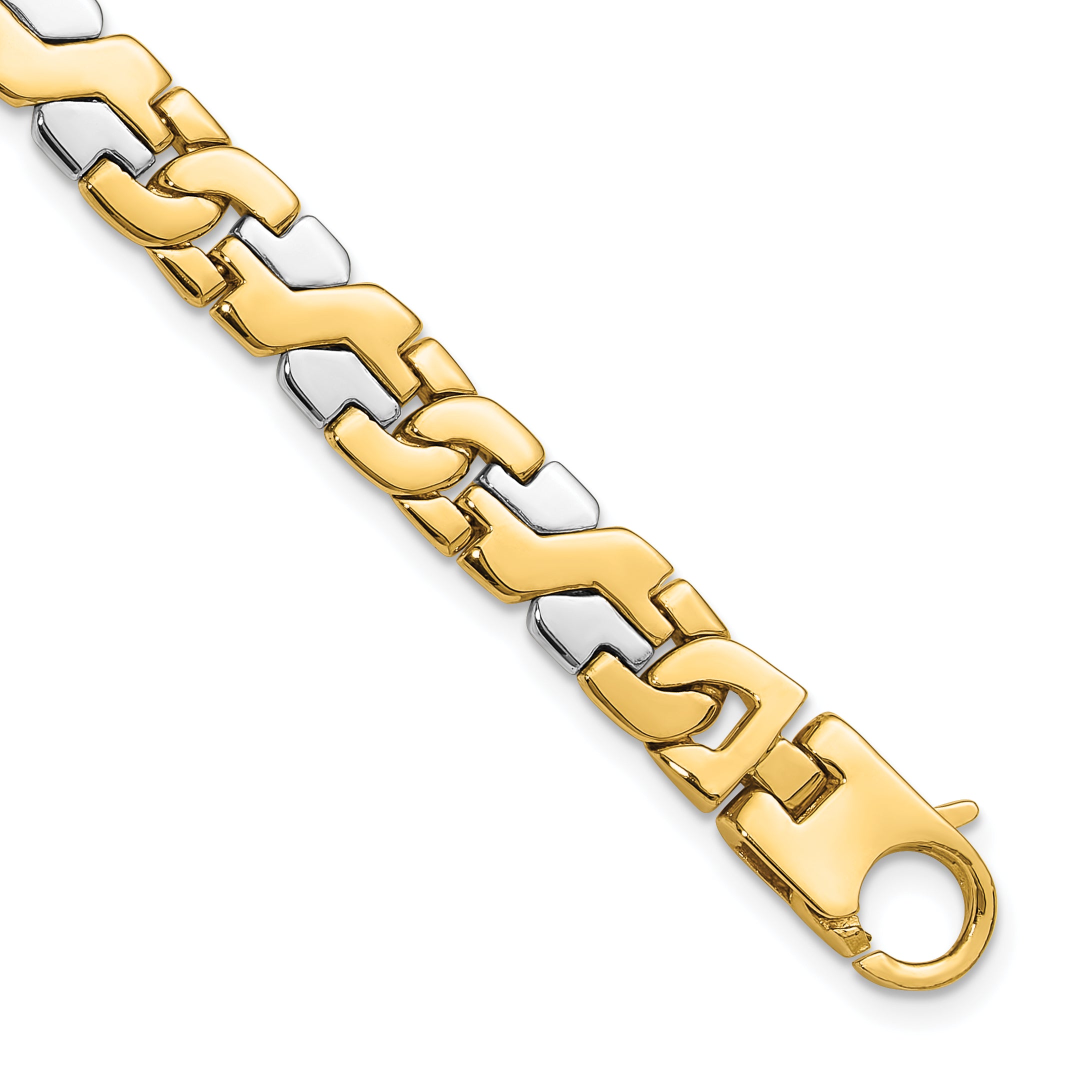 14K Two-tone 9 inch 8.8mm Hand Polished Fancy Link with Fancy Lobster Clasp Bracelet Main image