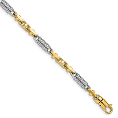 14k Two-tone 8.75 inch 4.6mm Hand Polished Fancy Link with Lobster Clasp Bracelet