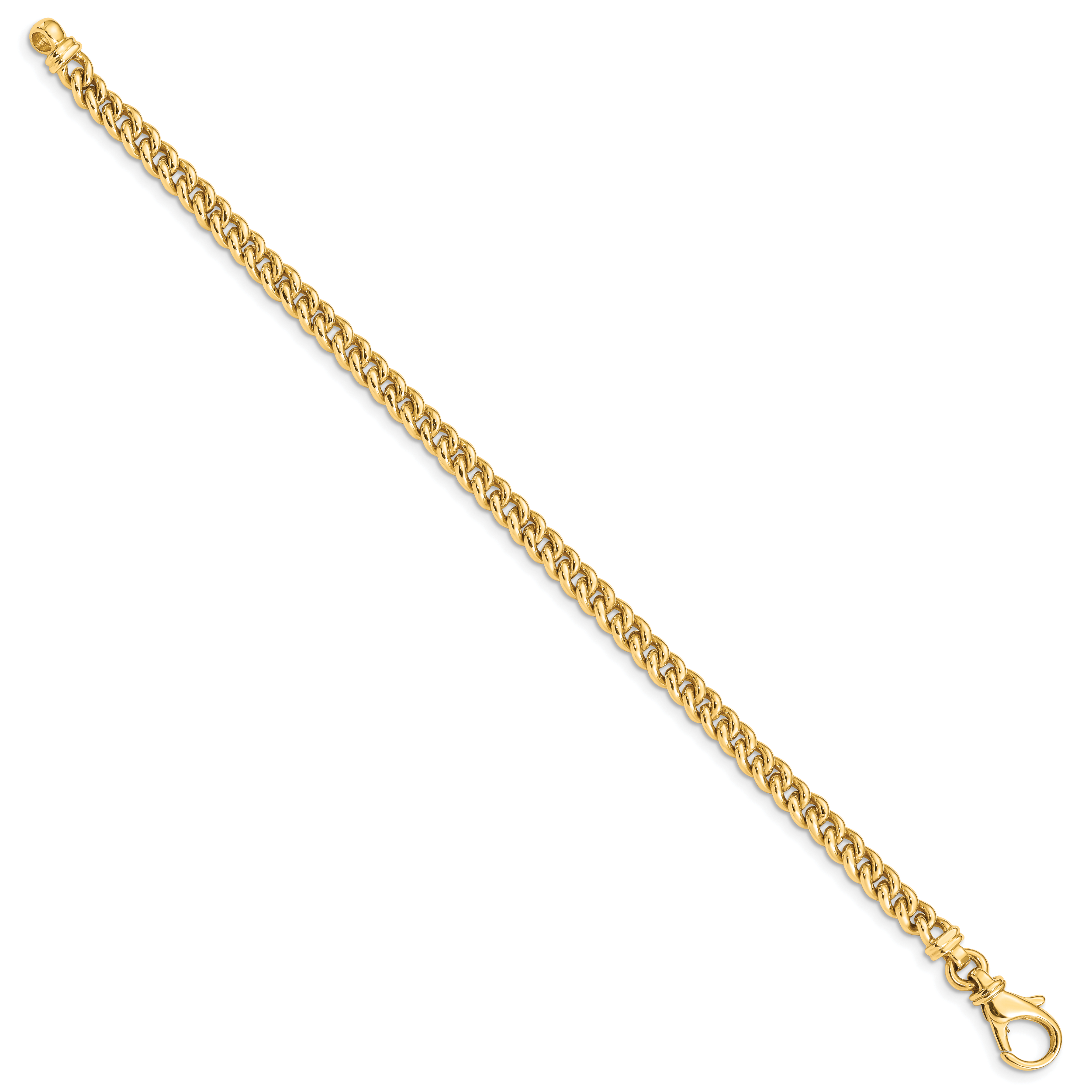 14K 7 inch 4.5mm Hand Polished Fancy Link with Fancy Lobster Clasp Bracelet Secondary image