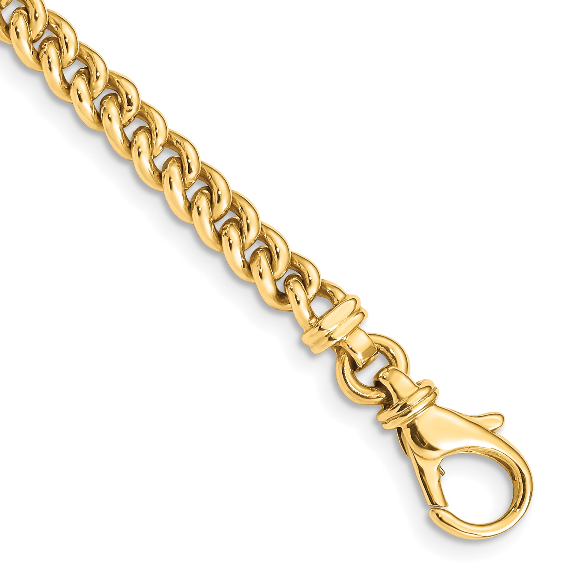 14K 8 inch 4.5mm Hand Polished Fancy Link with Fancy Lobster Clasp Bracelet Main image