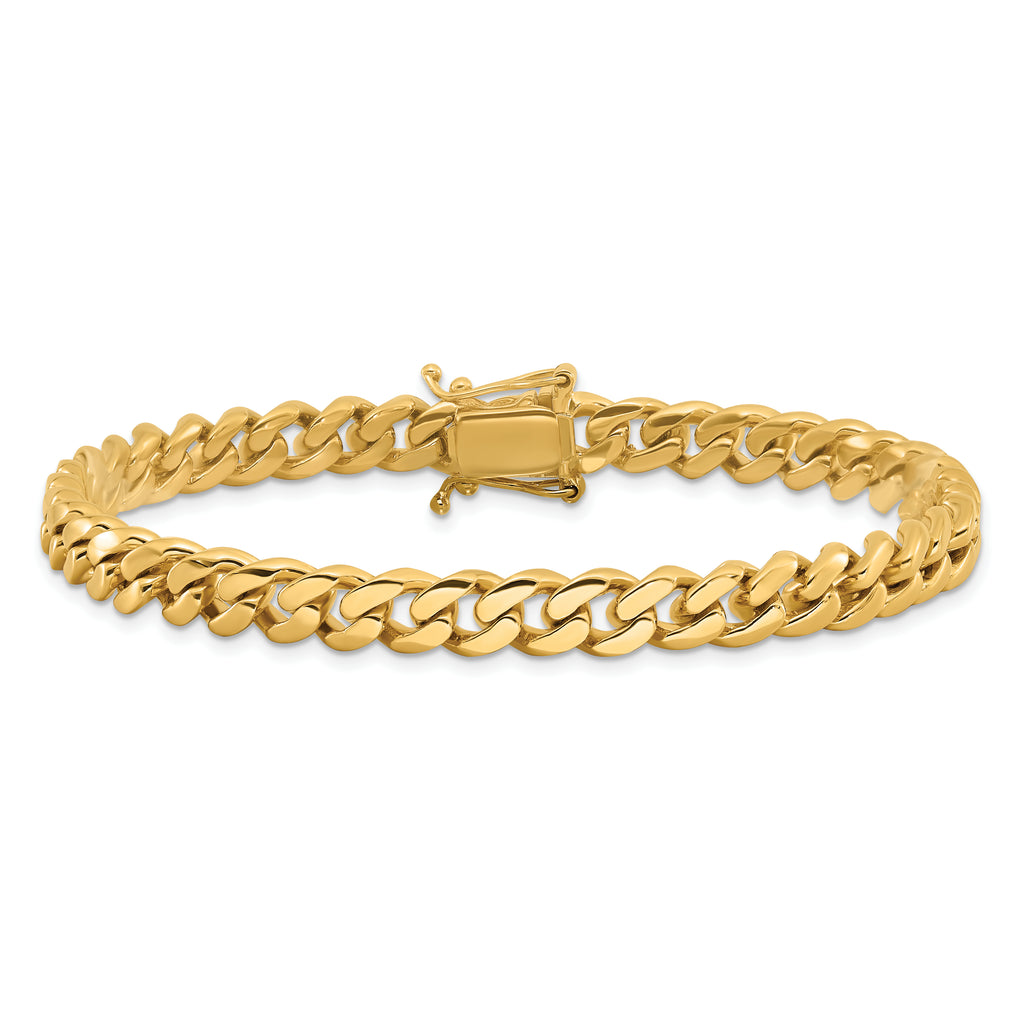 14K 8.25 inch 7mm Hand Polished Miami Cuban Link with Box Catch Clasp Bracelet