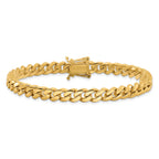 14K 8.25 inch 7mm Hand Polished Miami Cuban Link with Box Catch Clasp Bracelet