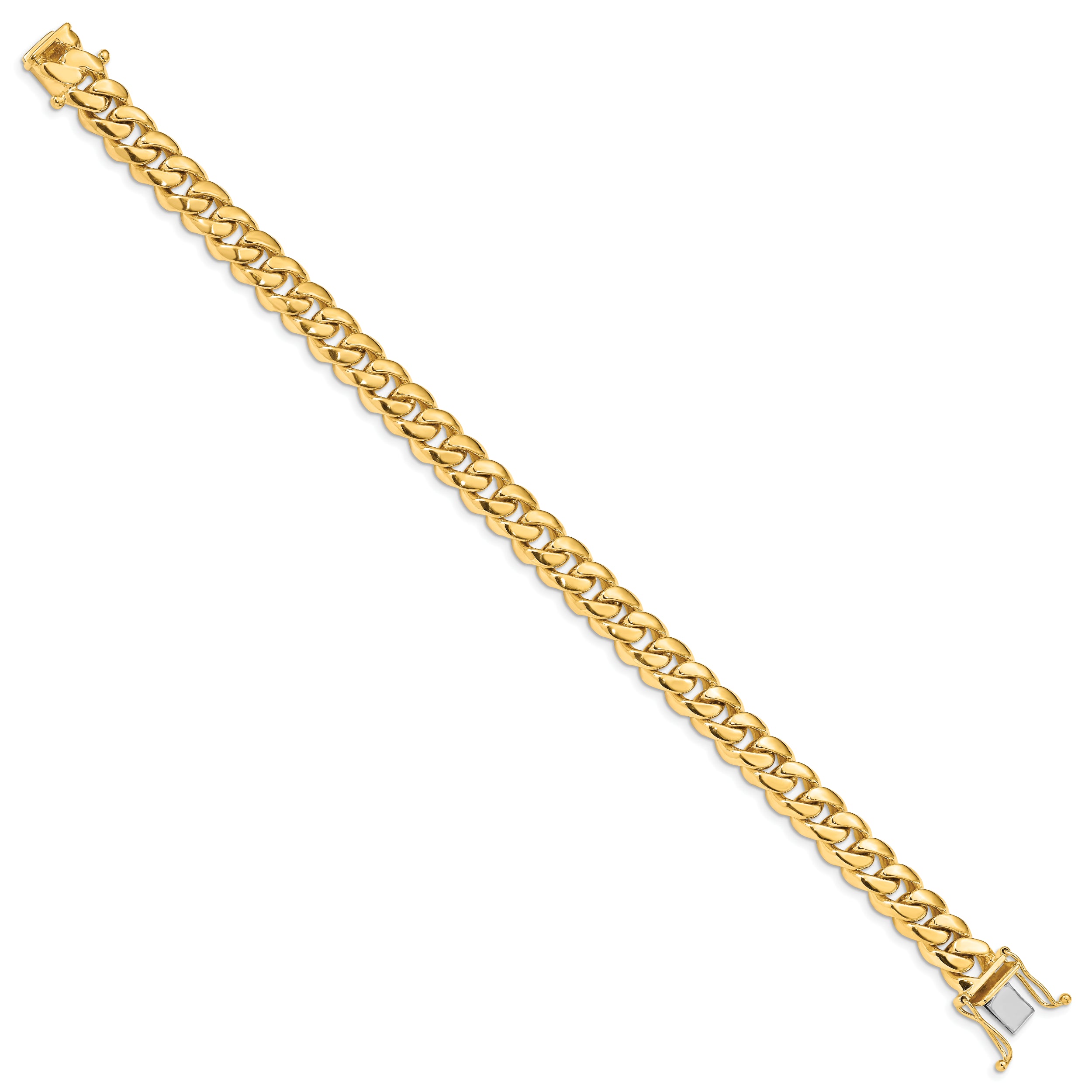 14K 8.25 inch 8.7mm Hand Polished Miami Cuban Link with Box Catch Clasp Bracelet