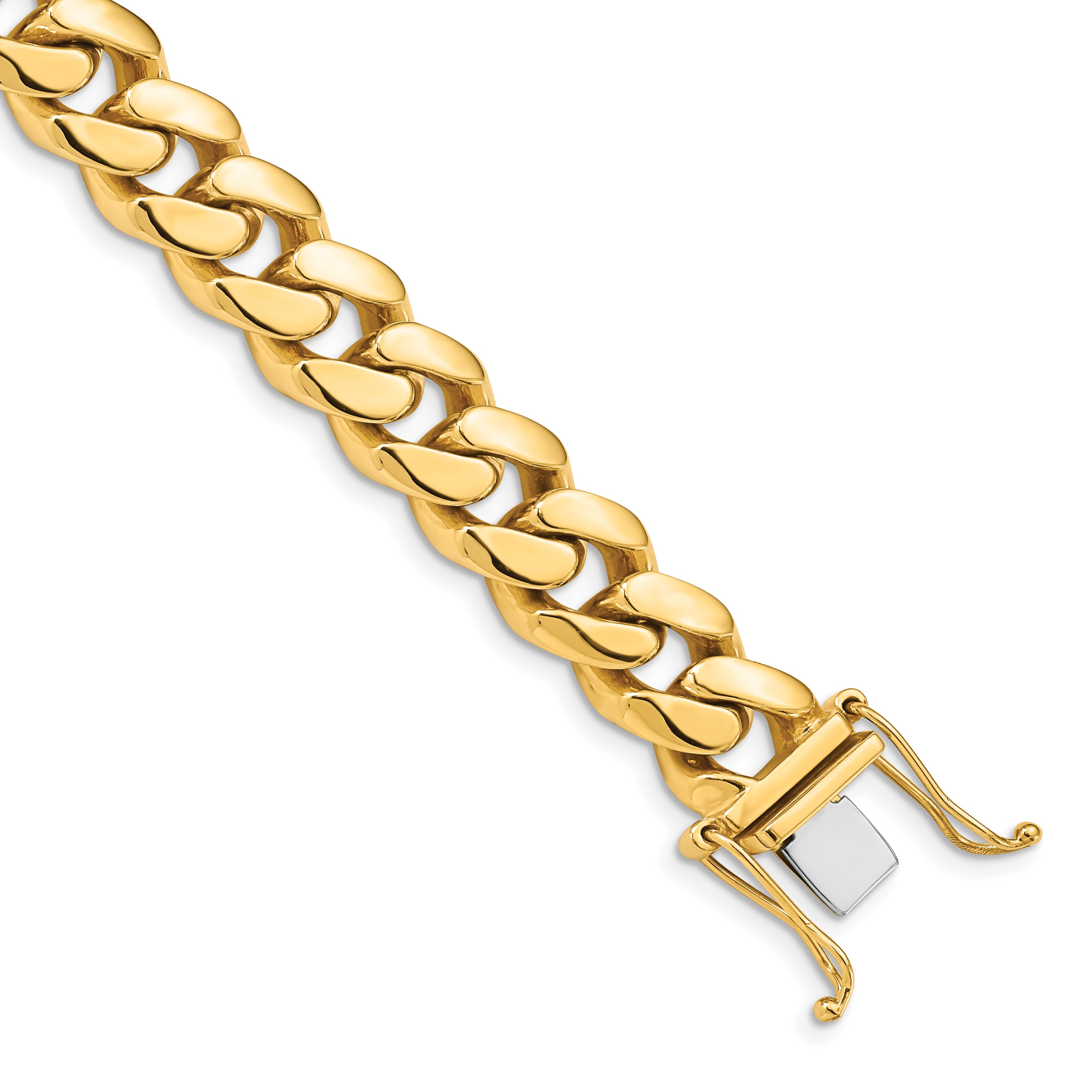 14K 8.25 inch 10.7mm Hand Polished Miami Cuban Link with Box Catch Clasp Bracelet Main image